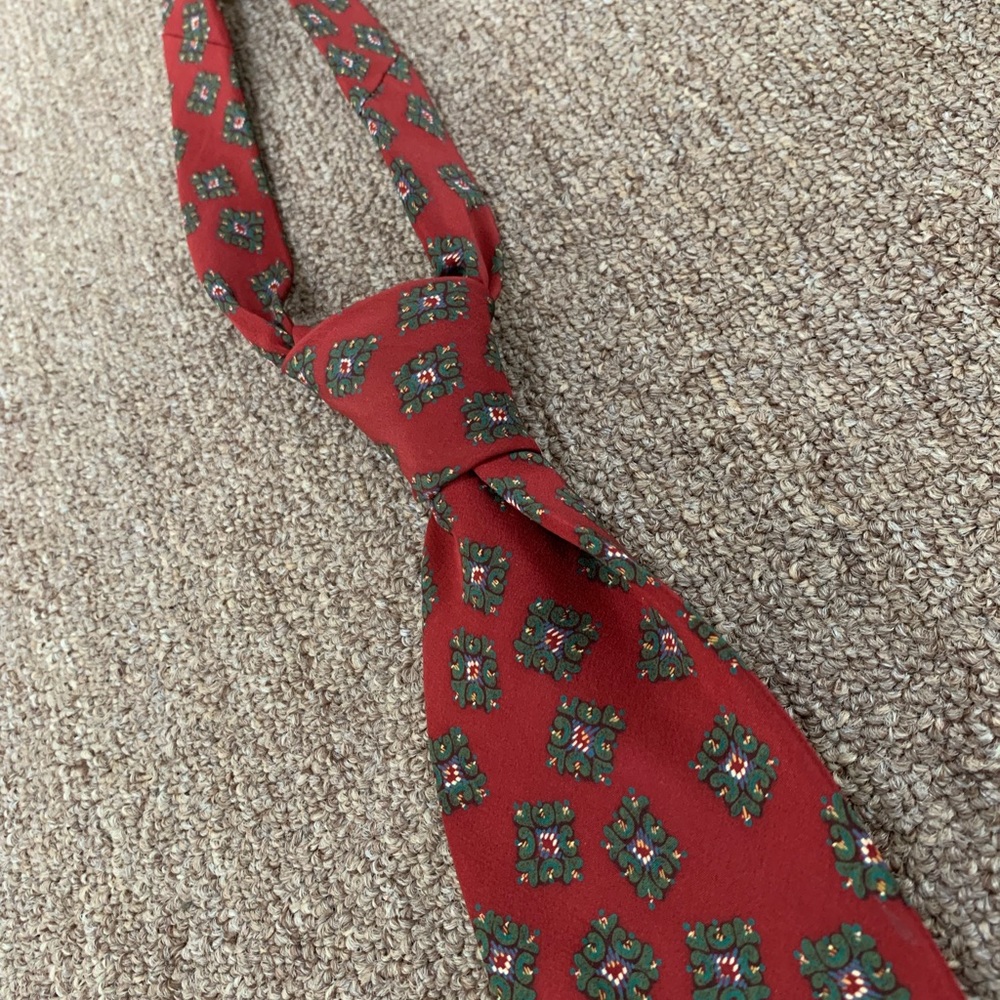Christian Dior Monsieur Red and Green Pattern Mens Tie 100% silk